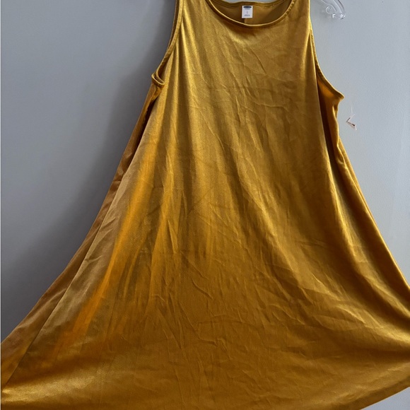 Old Navy Mustard Yellow Velvet Swing Dress Size Large Stretchy - Picture 4 of 7